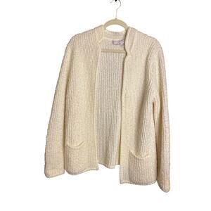 SELECTIONS X VINTAGE Cream Knit Open Cardigan Large
